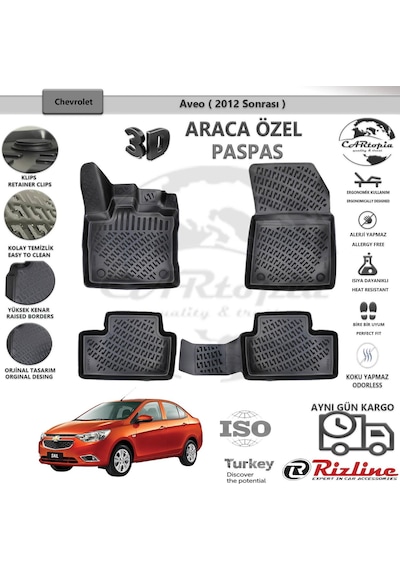 Chevrolet Aveo / 2011 Sonrası / Siyah / Rizline Paspas