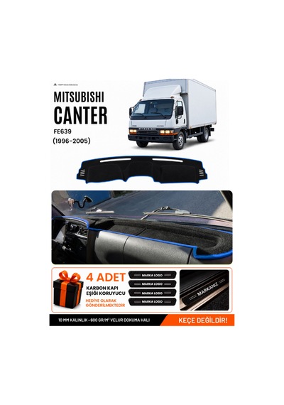 Mıtsubıshı Canter Fe639 1996-2005 Uyumlu Torpido Örtüsü, Torpido Kılıfı - Siyah Mavi