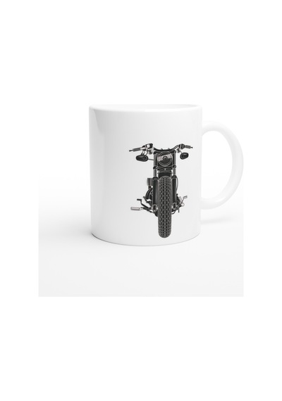 Önden Görünümlü Retro Motosiklet Baskılı Kupa Bardak Renkli