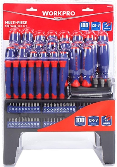 Workpro Wp200507 100 Parça Duvar Askı Aparatlı Profesyonel Cr-v Manyetik Tornavida Ve Bits Uç Seti