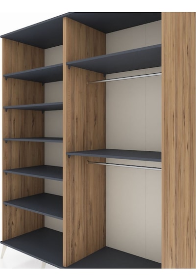 Kronos Gardrop 7 Raflı 2 Askılı 176x59x221 Çam-antrasit Antrasit Kronos Gardrop 7 Raflı 2 Askılı 176x59x221 Çam-antrasit Antrasit