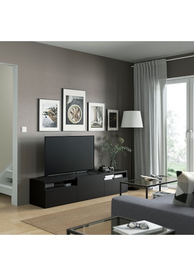 Tv Sehpası, Venge, 180x42x39 Cm, Lappvıken, Fren Raylı Meşe Tv Sehpası, Venge, 180x42x39 Cm, Lappvıken, Fren Raylı Meşe