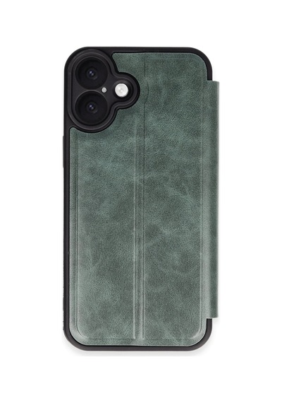 Newface - 144 - Apple iPhone Uyumlu 16 Plus Kılıf Flip Cover - - Csmo-tex - Koyu Yeşil