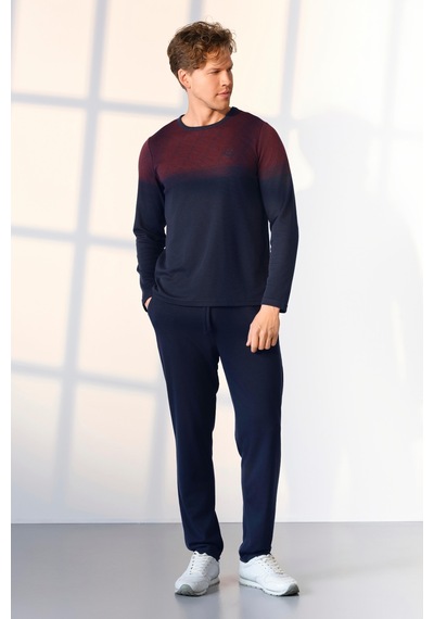 Doreanse Erkek Lacivert Bordo Detaylı T-shirt Pijama Takımı 25k4535-standart Lacivert - Bordo