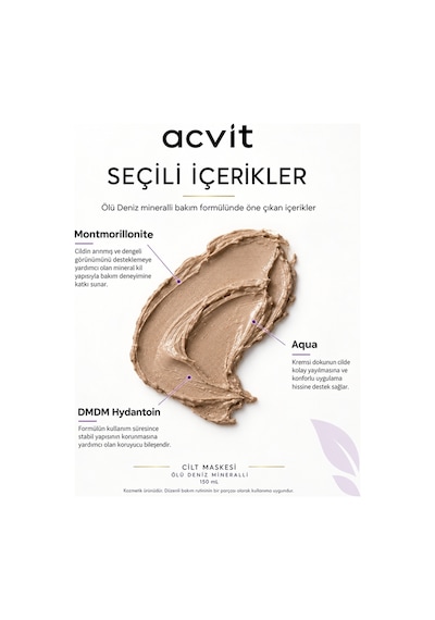 Acvit Gözenek Temizleyici Arındırıcı ve Cilt Yenileyici Ölü Deniz Cilt Maskesi 150 ML