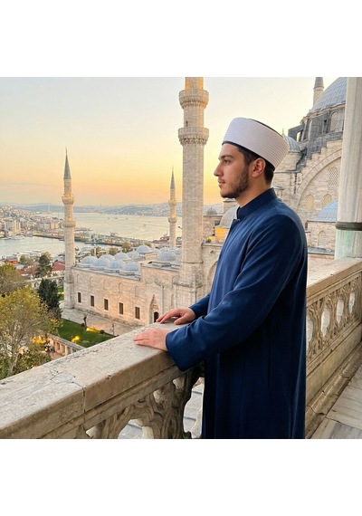 Mansur Namaz Ve İmam Cübbesi Uzun Lacivert Enderun Model Çok Renkli