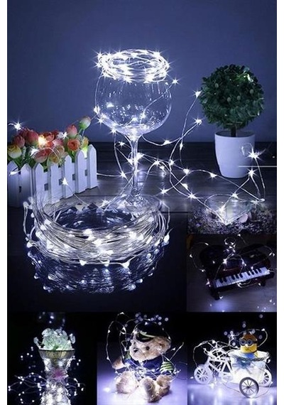 Pilli 5 Metre Dekoratif Peri Led Beyaz Aydınlatma Süsleme Lambası