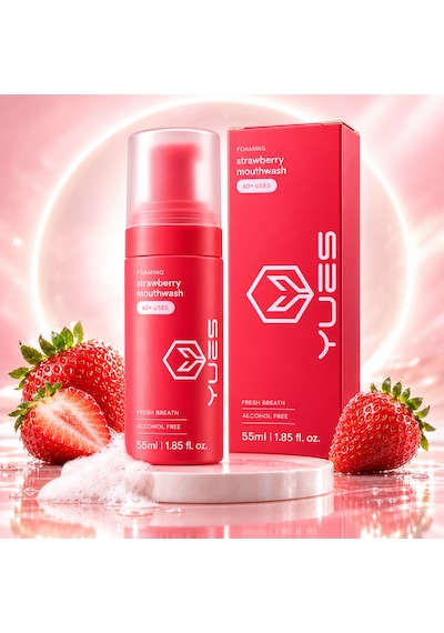 Yues Çilek Aromalı Alkolsüz Köpük Ağız Gargarası 55 Ml