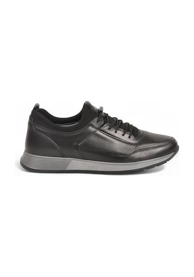 Castle Black Siyah Hakiki Deri Lastik Bağcıklı Erkek Casual Sneaker Ayakkabı 42158