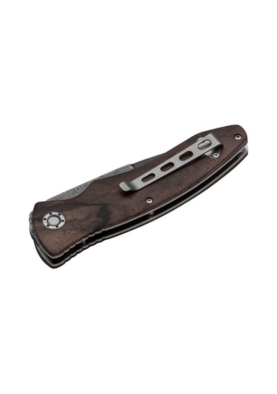 Böker Manufaktur Tirpitz Damascus Wood 42 Kamp Çakı Kahverengi