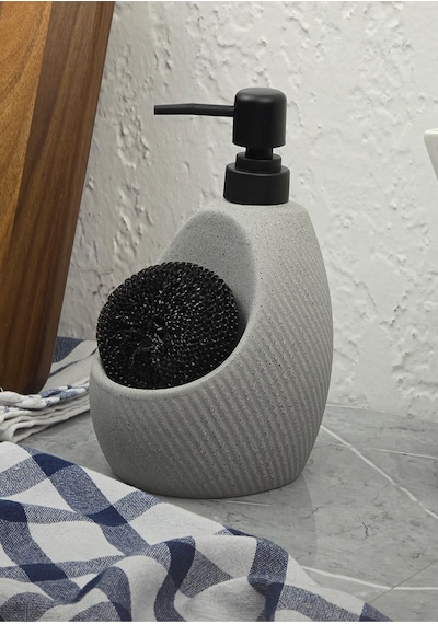 Taş Desenli Sıvı Sabunluk - Sünger Hazneli Mutfak Sabunluğu - 700 Ml - Çizgi Desen -