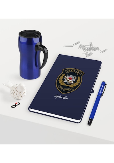 Kişiye Özel Polis Özel Harekat Temalı Lacivert Defter Kalem Termo Lacivert
