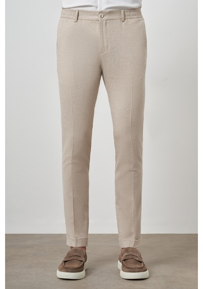 Morven Erkek Bej Trend Tam Lastikli Slim Fit Pantolon 25ys003007653 Bej