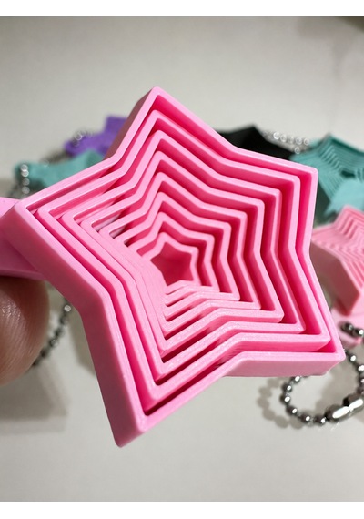 3d Baskı Yıldız Fidget Anahtarlık - Hareketli Gerginlik Oyuncağı Ve Çanta Aksesuarı-pembe