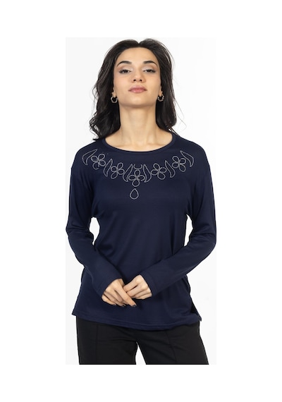 Mutlu City Yeni Model Taş İşlemeli Yuvarlak Yaka Likralı Anne Penye Bluz 6435-lacivert Lacivert Mutlu City Yeni Model Taş İşlemeli Yuvarlak Yaka Likralı Anne Penye Bluz 6435-lacivert Lacivert
