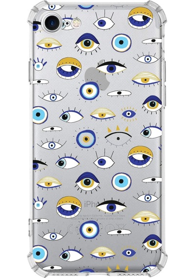 Printify Apple Uyumlu iPhone 7 Devil Eye 2 Baskılı Şeffaf Köşe Korumalı Antişok Kılıf 0166b