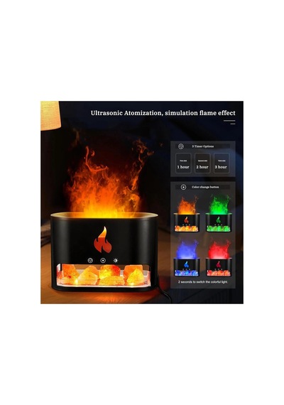 3d Alev Görünümlü Hava Nemlendirici Usb 250ml Himalaya Tuzlu Aroma Yayıcı Led Işıklı Hava Makinesi