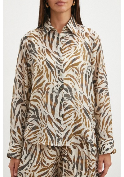 Uterpe Animal Print Gömlek Ekru