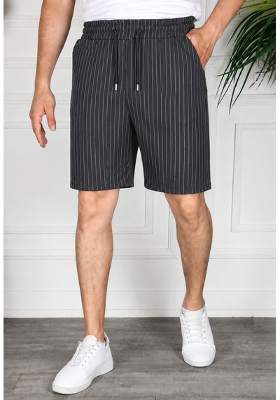 Herkesemoda Çizgili Bermuda Antrasit