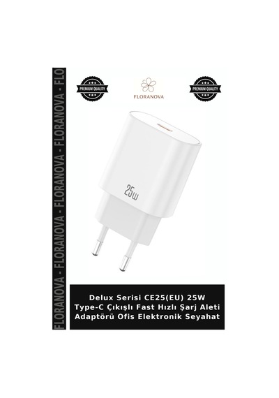 Delux Serisi Ce25 Eu 25w Type-c Çıkışlı Fast Hızlı Şarj Aleti Adaptörü Ofis Elektronik Seyahat
