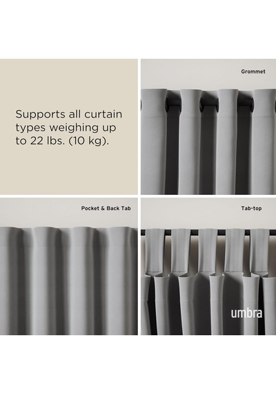 Umbra Ringlet Uzatılabilir Perde Çubuğu, 2,5 Cm Çap, 107 305 Cm, Siyah Diğer