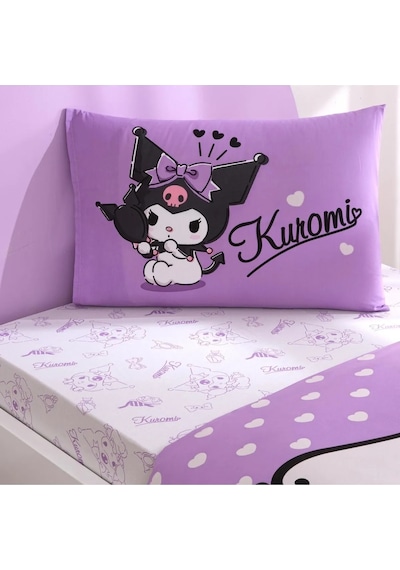 Taç Kuromi Lisanslı Çarşafılastikli Tek Kiş.nev.takımı-lila Beyaz Lila