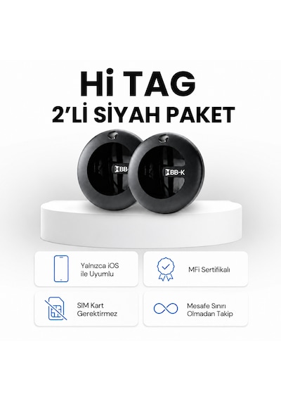 Hbb-k Hi Tag Akıllı Takip Cihazı Sadece Apple Uyumlu Uyumlu Siyah 2'li