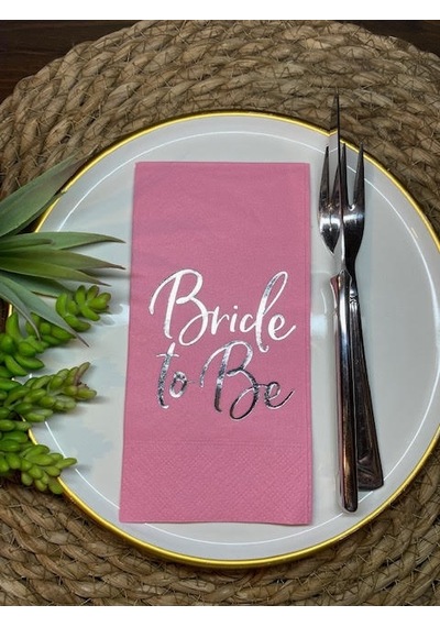Gümüş Yaldızlı Pembe Bride To Be Peçete 16 lı