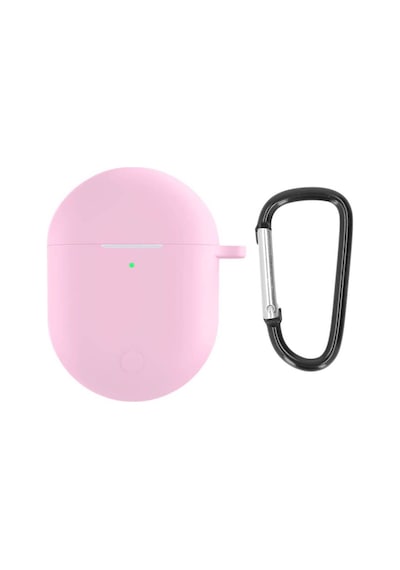 Koodmax Xiaomi Redmi Buds 3 Pro / Airdots 3 Pro Uyumlu Silikon Kılıf + Metal Kopça - Pembe