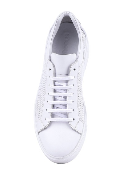 Shoetyle - Hakiki Deri Beyaz Renk Erkek Sneaker - 250-1300-1464 Beyaz