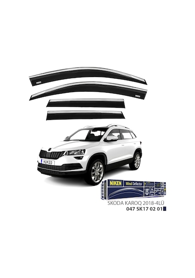 Skoda Karoq 2018- Sonrası Kromlu Cam Rüzgarlığı Niken 4'lü Set