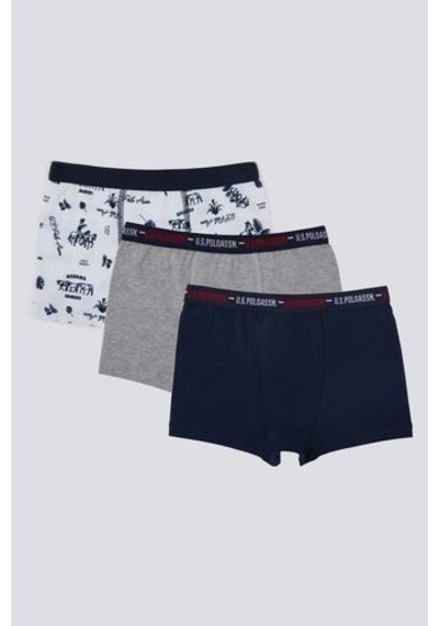 U.S. Polo Assn. U.s Polo Erkek Çocuk Boxer 3'lü Takım Beyaz