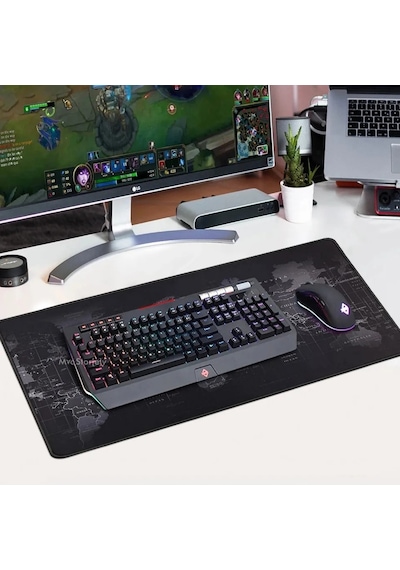 Mouse Pad Mouse Altlığı Büyük Mouse Pad 30x60 3mm Kaymaz Dünya Haritası Görselli