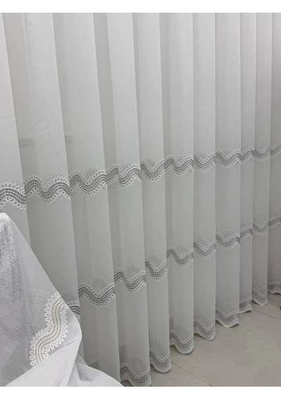 Nivemeshome Perlina Gümüş 1/3 Pileli Tül Perde Apm Gümüş