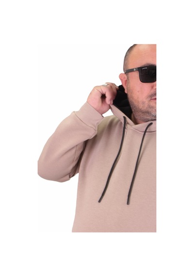 Moc Grande Mocgrande Büyük Beden Erkek Basic Sweat Kapüşonlu 11700 Toprak-Toprak