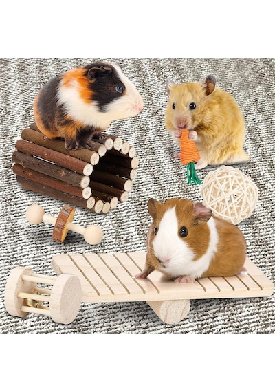 Tr Hamster Çiğneme Oyuncak Seti Küçük Hayvan Molar Oyuncaklar Diş Bakımı Ahşap Aksesuarlar Kobaylar, Şinşilla