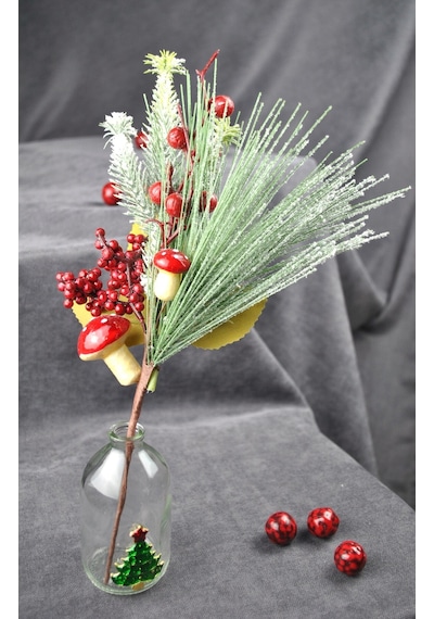 1 Adet 30 Cm Yapay Yılbaşı Çiçeği Dekoratif Yılbaşı Çiçek New Year Christmas- Kahverengi