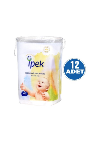 İpek Maxi 60 lı Bebek Temizleme Pamuğu 12 Paket - YENİ AMBALAJ