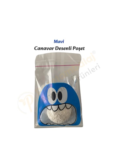 100 Adet Mavi Canavar Desenli Cake Pop & Kurabiye Poşeti-10x15 Cm