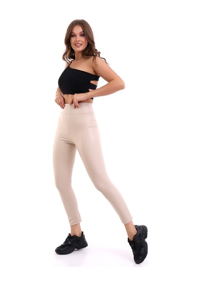 Winmoda34 Içi Kürklü Deri Tayt Ekru