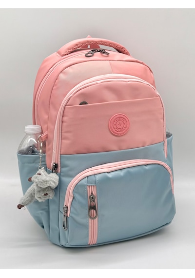 İlk Okul Çantası 3'lü Seti Unisex Çocuk İlkokul Çantası Bvt-8010 Pudra-mavi Mavi