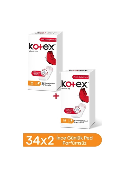 Ince Günlük Ped Parfümsüz 34'lü X 2