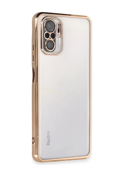 Xiaomi Redmi Note 10 Uyumlu Kılıf Lensli Silikon - Gold