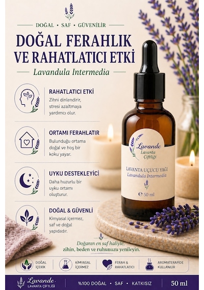 Lavande Lavanta Çiftliği Lavanta Yağı L. İntermedia Cam Damlalıklı 50 ML