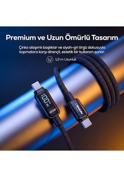 Xenon Smart Type-c To Type-c Hızlı Şarj Kablosu 100w Pd, 1.2m, 480mbps, Led Gösterge, Örgü X6428