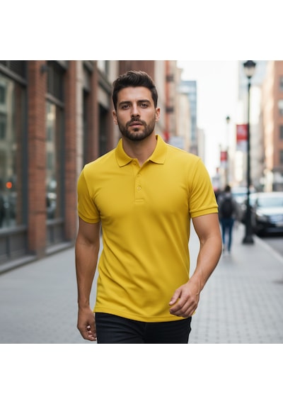 Bite Nose Renk Seçenekli Erkek Polo Yaka Tişört Günlük & Şık Pamuklu Slim Fit Sarı