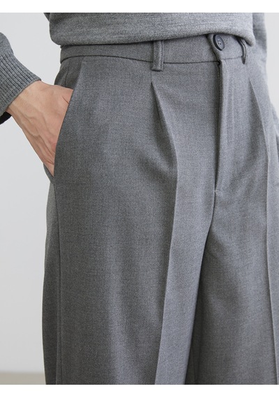 Lcw Vision Gri Loose Fit Kadın Pileli Pantolon