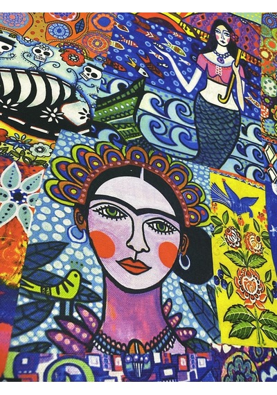 Enesar Home Chiapas Kahlo Etnik Desenli Kumaş Dijital Baskı Döşemelik Kumaş 100 x 140 cm