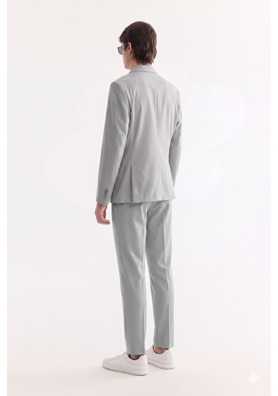 Avva Erkek Gri Mono Yaka Kapaklı Çift Yırtmaç Astarsız Comfort Fit Ceket A61y4009