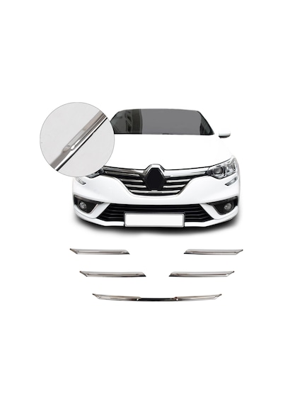 Renault Megane 4 Uyumlu 2016-2020 Krom Ön Panjur 5 Prç. Paslanmaz Çelik
